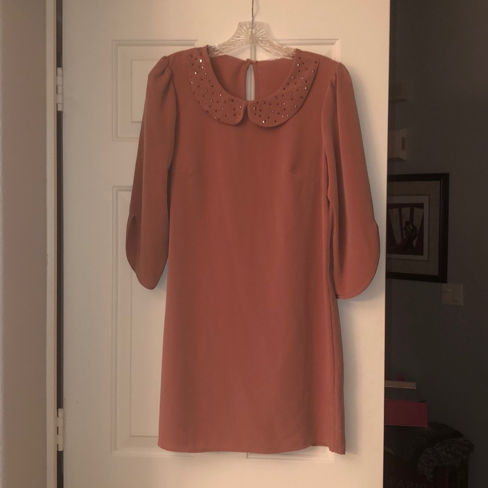 Jeweled Collar Blush Dress